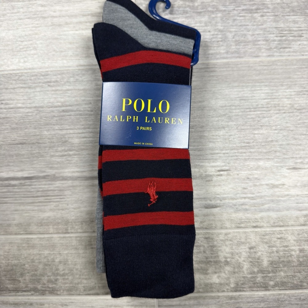 NEW 3 PAIRS MENS POLO RALPH LAUREN CASUAL DRESS SOCKS PONY MULTICOLOR SIZE 10-13